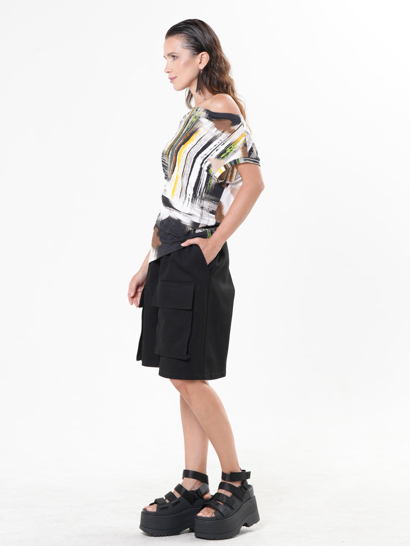 Asymmetric Cotton Top With Abstract Print