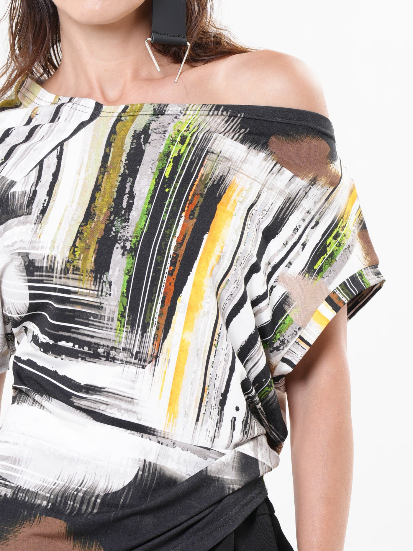 Asymmetric Cotton Top With Abstract Print