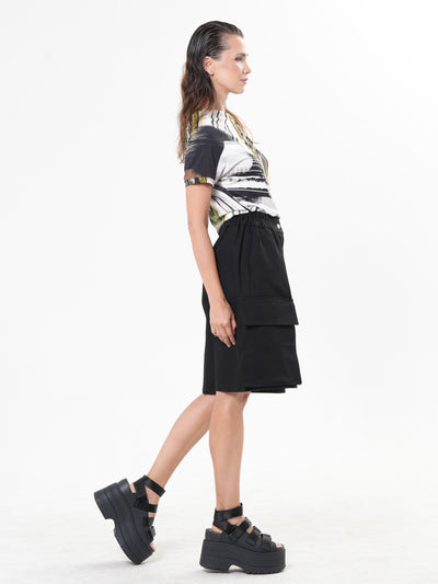 Denim Cargo Shorts In Black