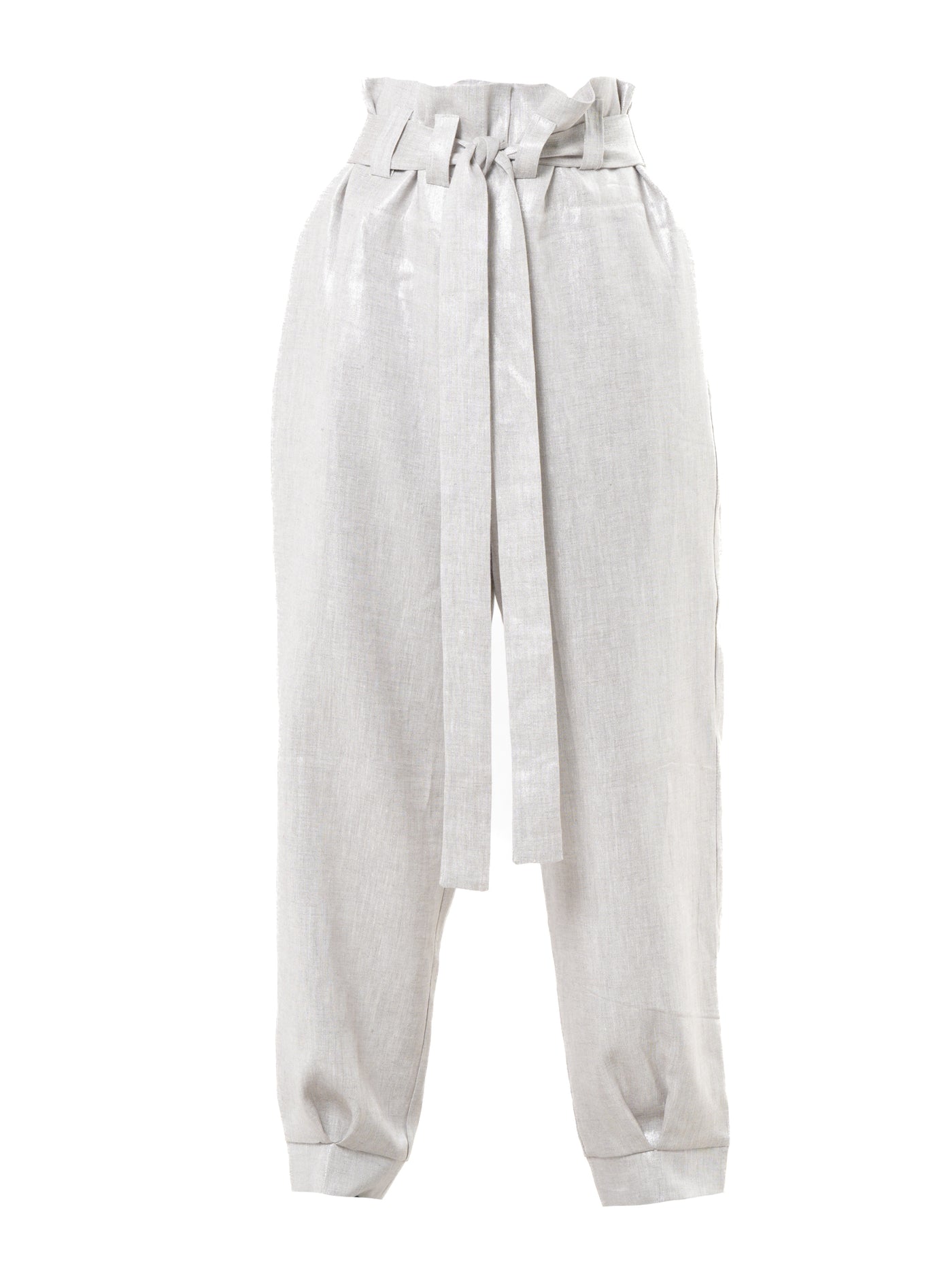 Shimmering High-Waisted Linen Pants