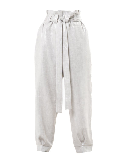Shimmering High-Waisted Linen Pants