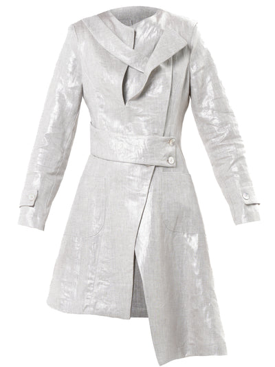 Avant Garde Linen Coat in Silver