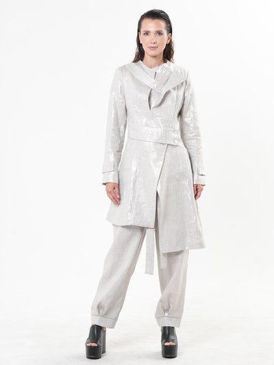 Avant Garde Linen Coat in Black