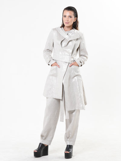 Avant Garde Linen Coat in Silver