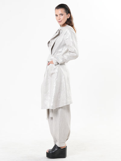 Avant Garde Linen Coat in Silver