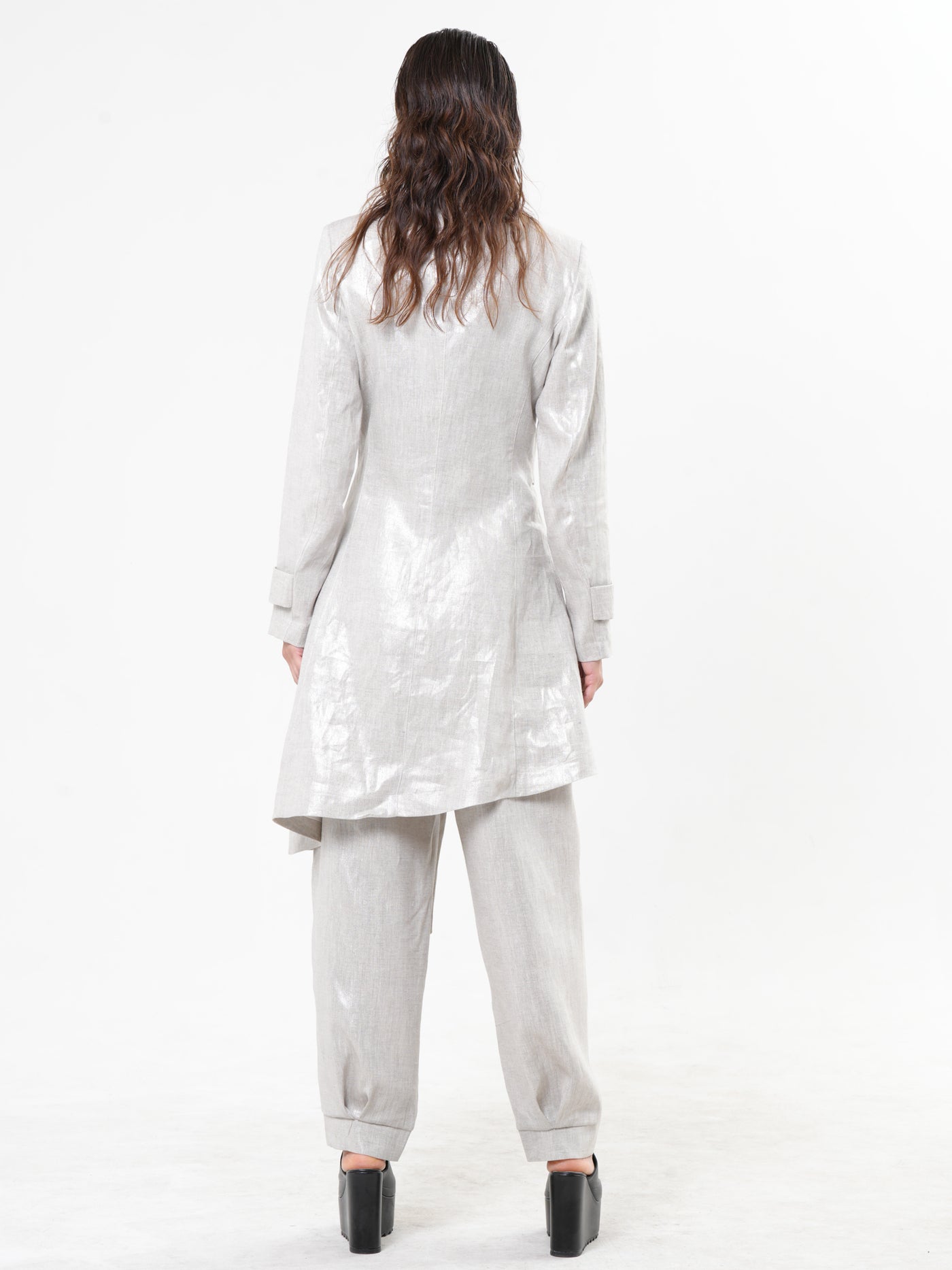 Avant Garde Linen Coat in Silver
