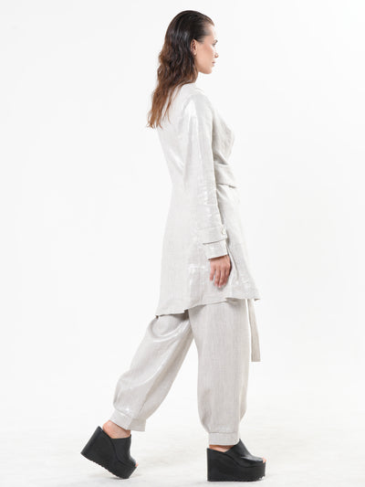 Avant Garde Linen Coat in Silver