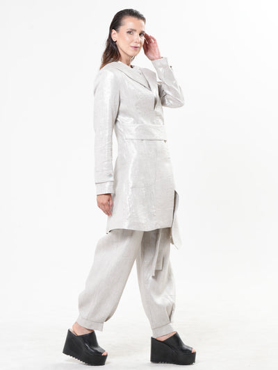 Avant Garde Linen Coat in Silver