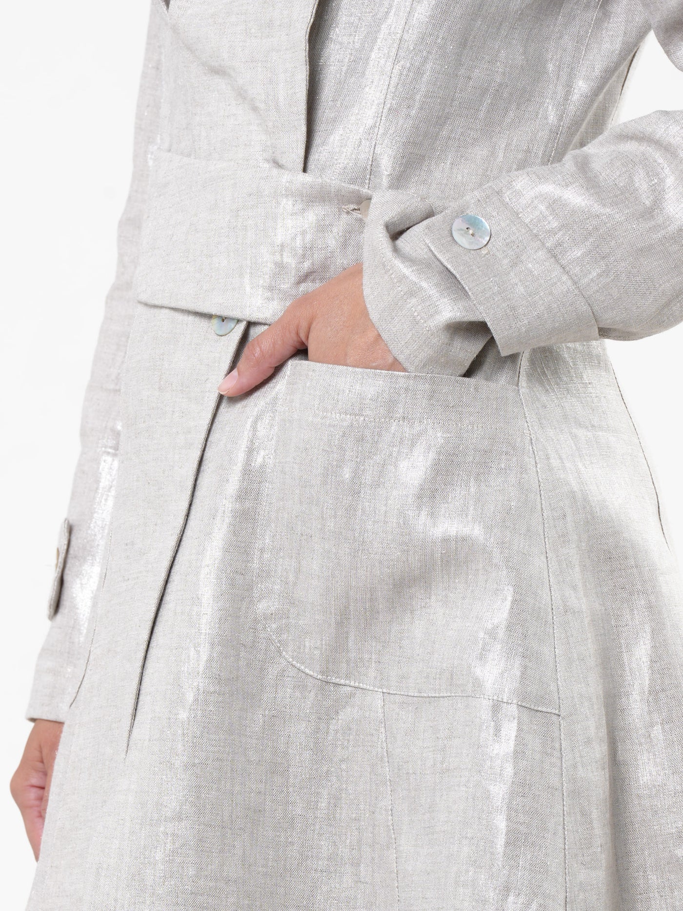 Avant Garde Linen Coat in Silver