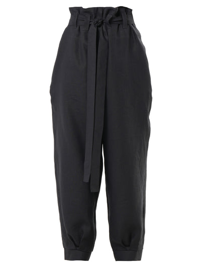 High-Waisted Linen Pants in Black