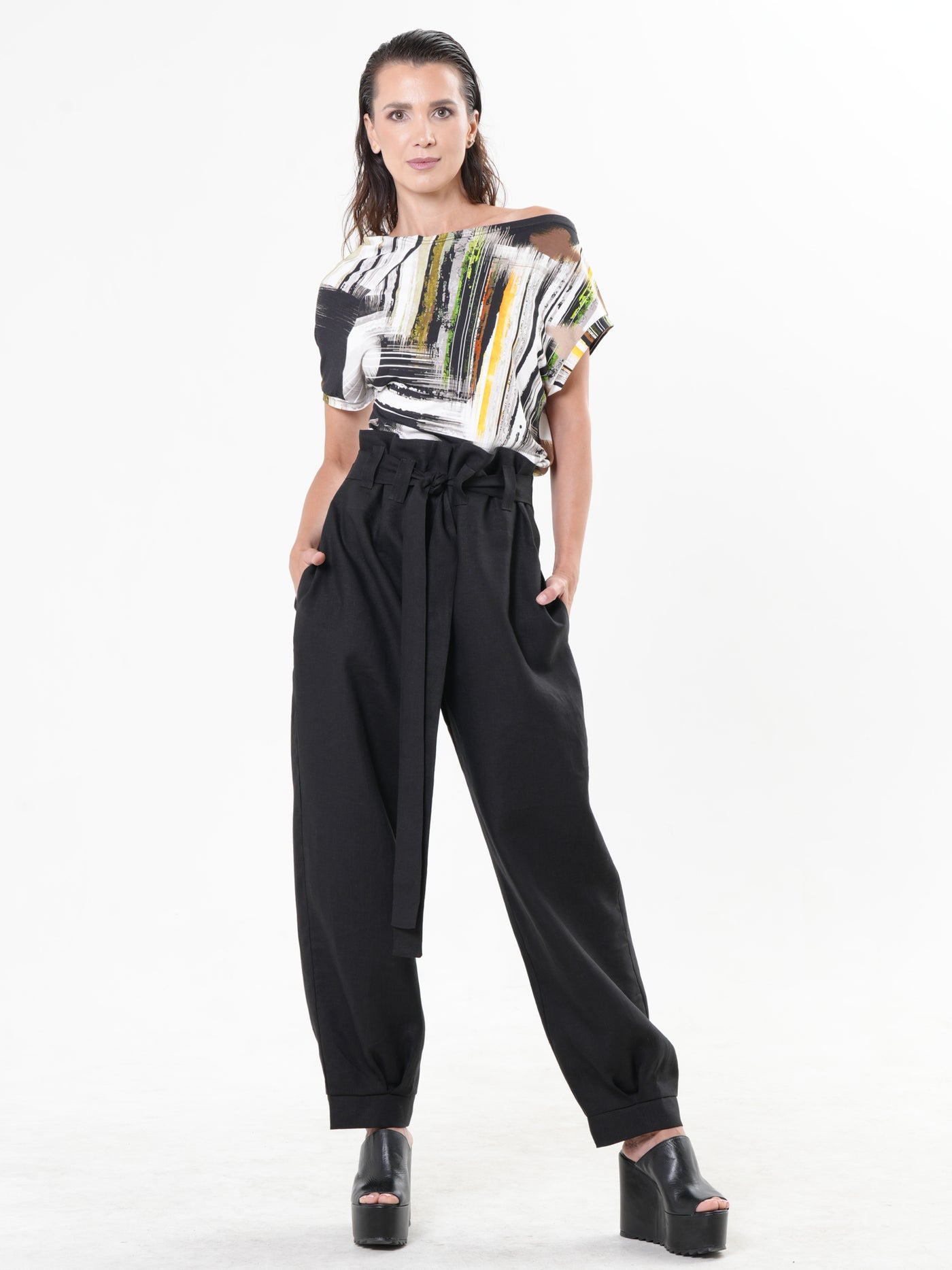 Asymmetric Cotton Top With Abstract Print