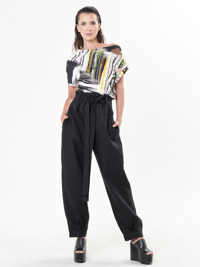 Asymmetric Cotton Top With Abstract Print