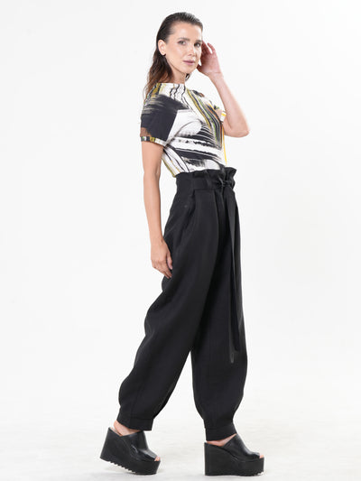 Asymmetric Cotton Top With Abstract Print