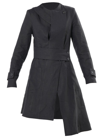 Avant Garde Linen Coat in Black
