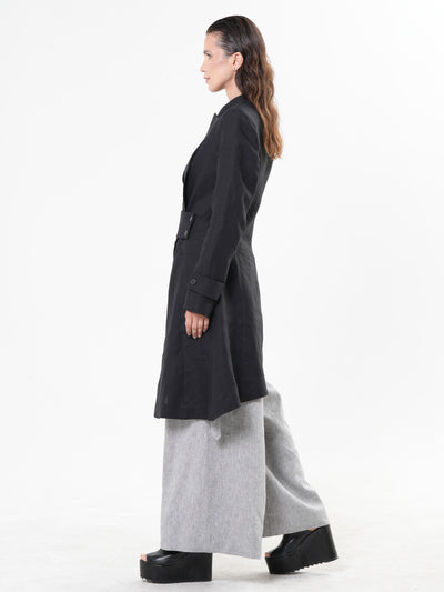 Avant Garde Linen Coat in Black