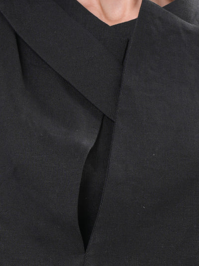 Avant Garde Linen Coat in Black