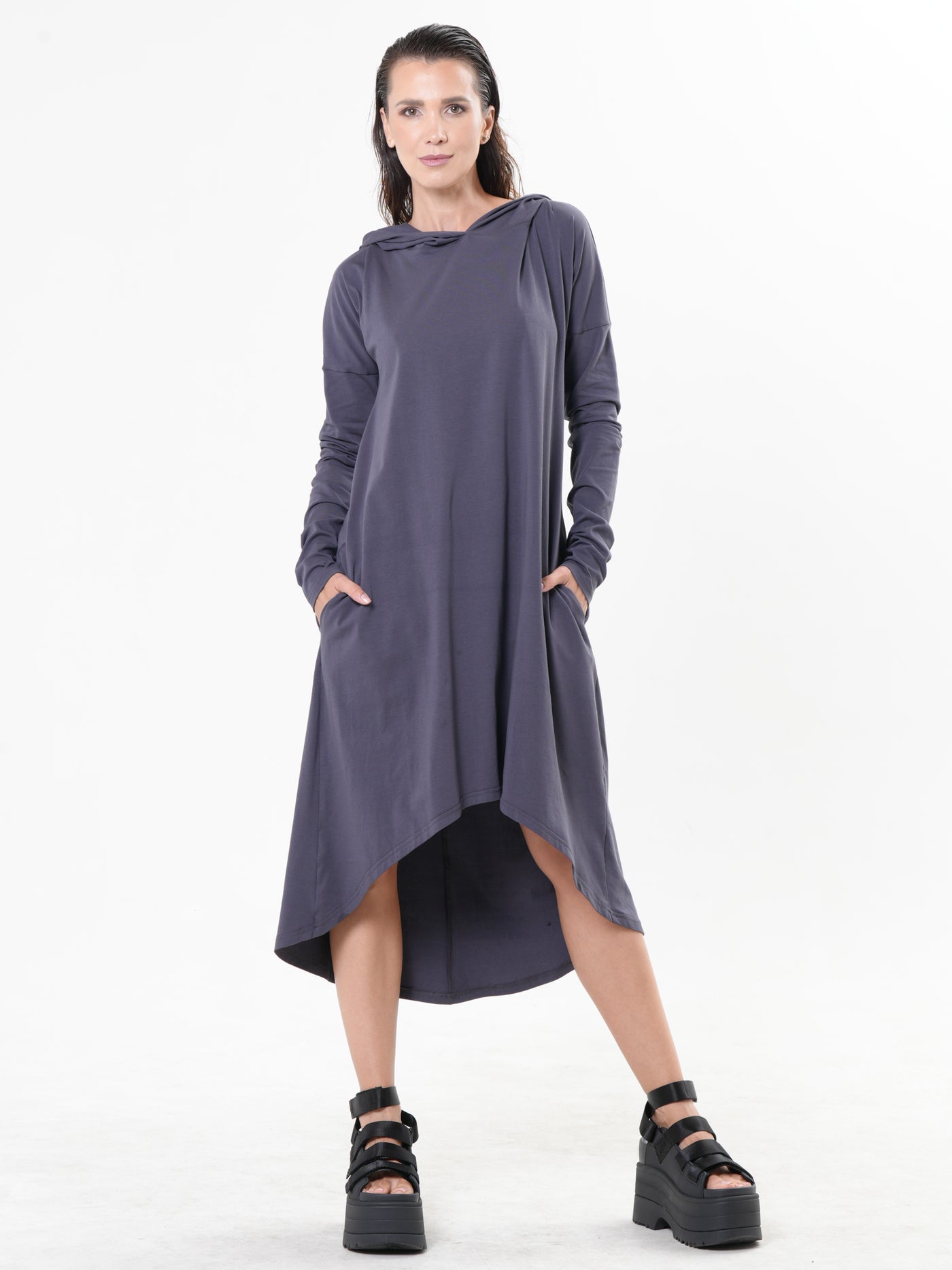 Midi Hooded Cotton Dress