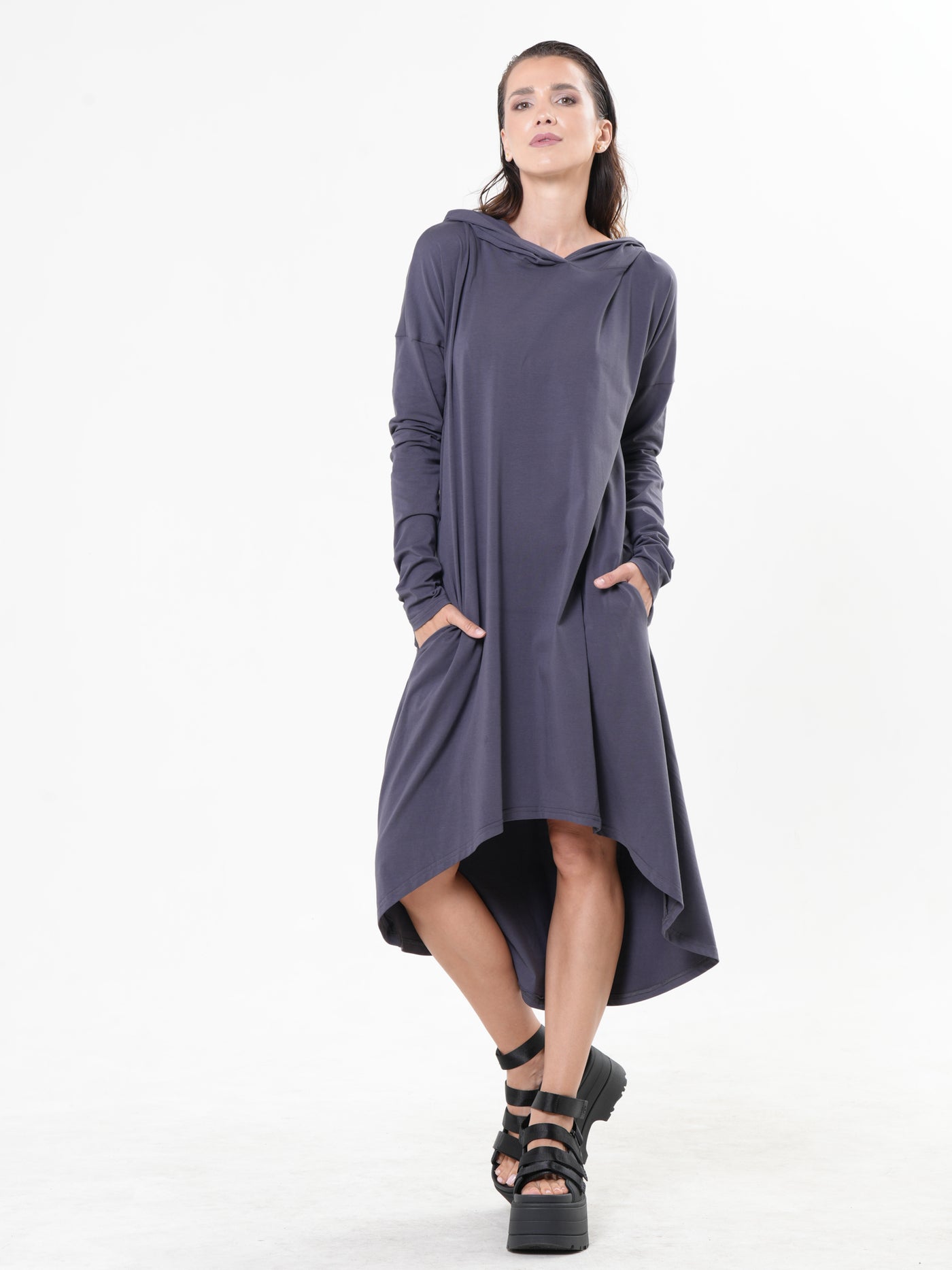 Midi Hooded Cotton Dress