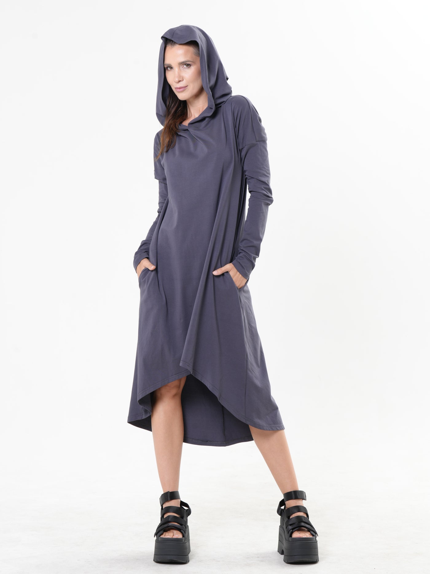 Midi Hooded Cotton Dress
