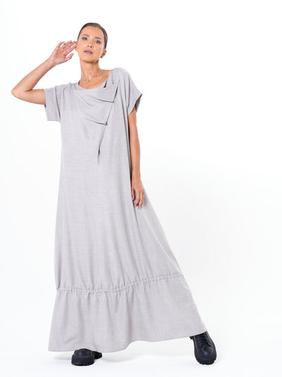 Short Sleeve Maxi Dress In Gray