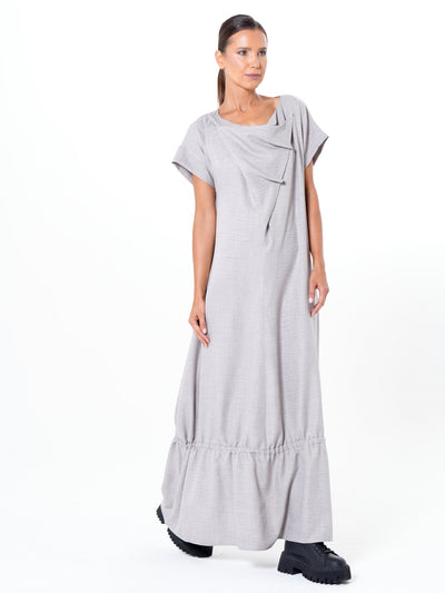 Short Sleeve Maxi Dress In Gray