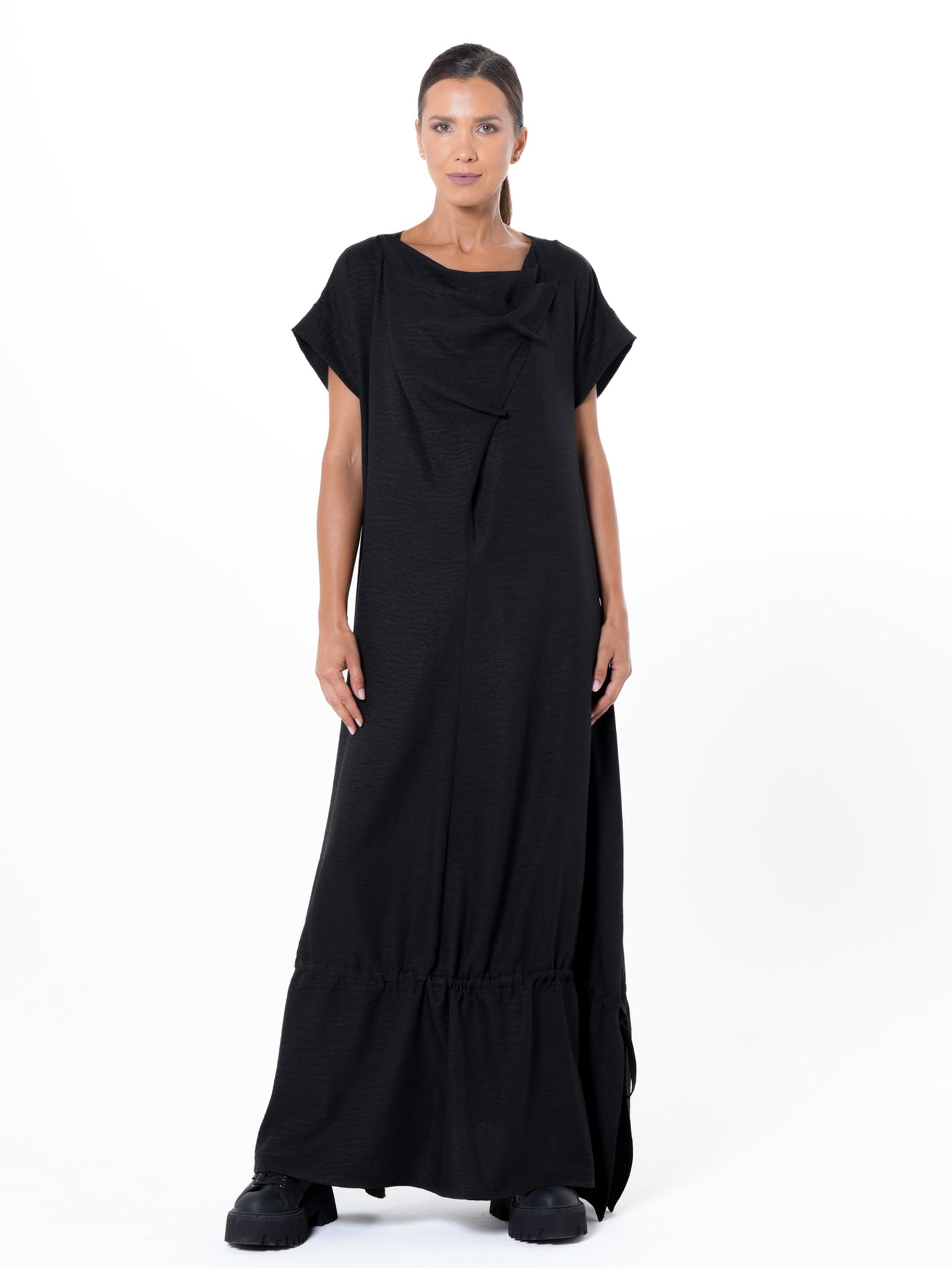 Short Sleeve Maxi Dress In Gray