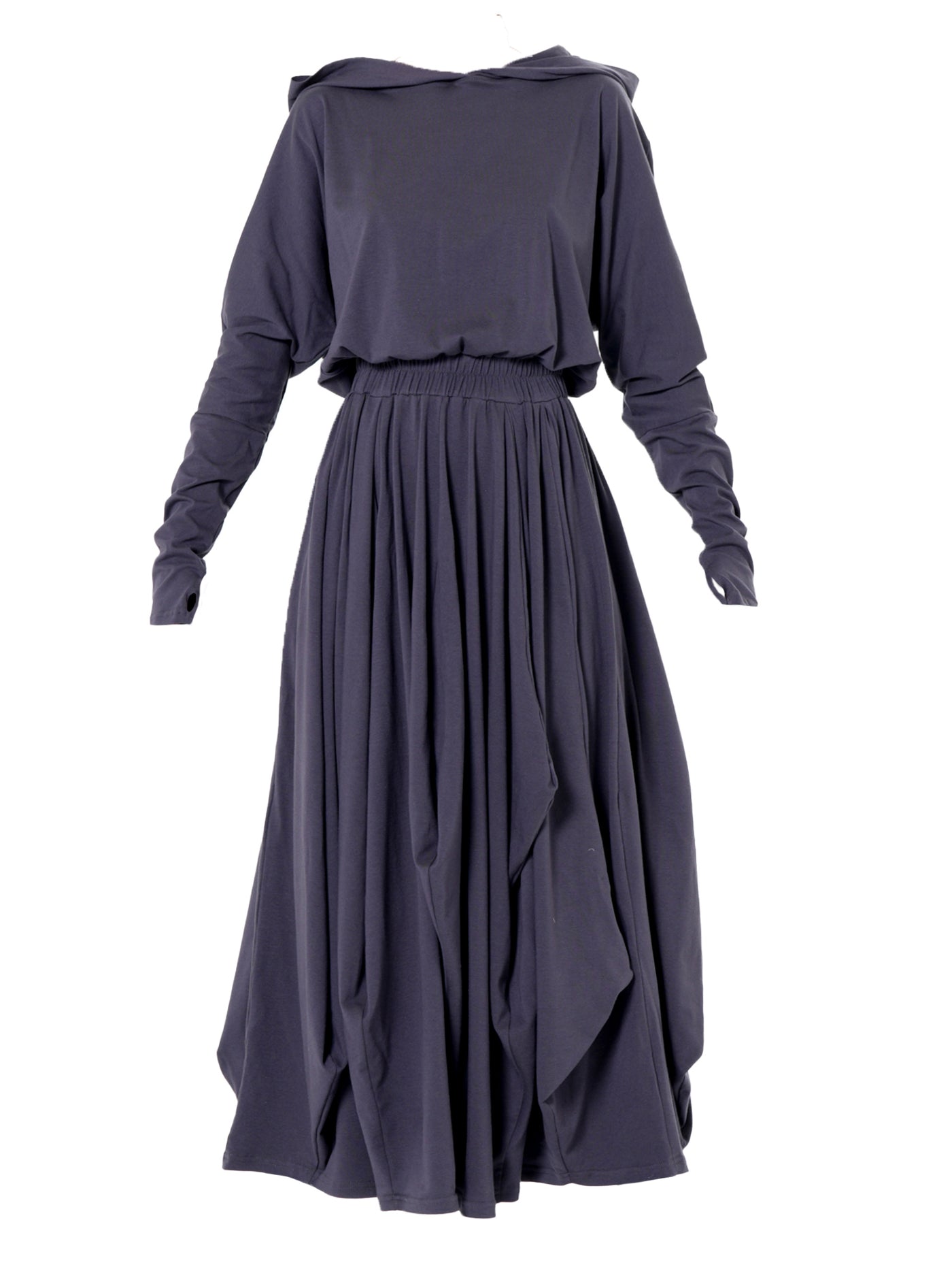 Hooded Midi Dress In Gray