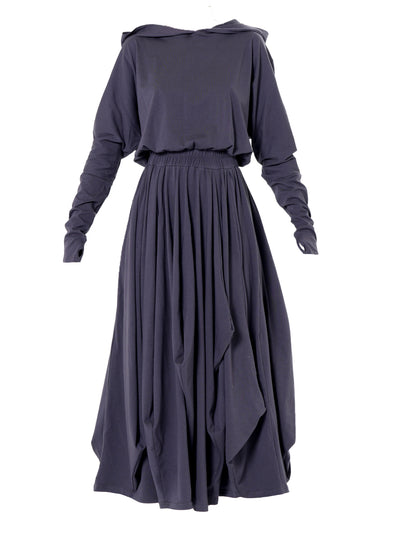 Hooded Midi Dress In Gray