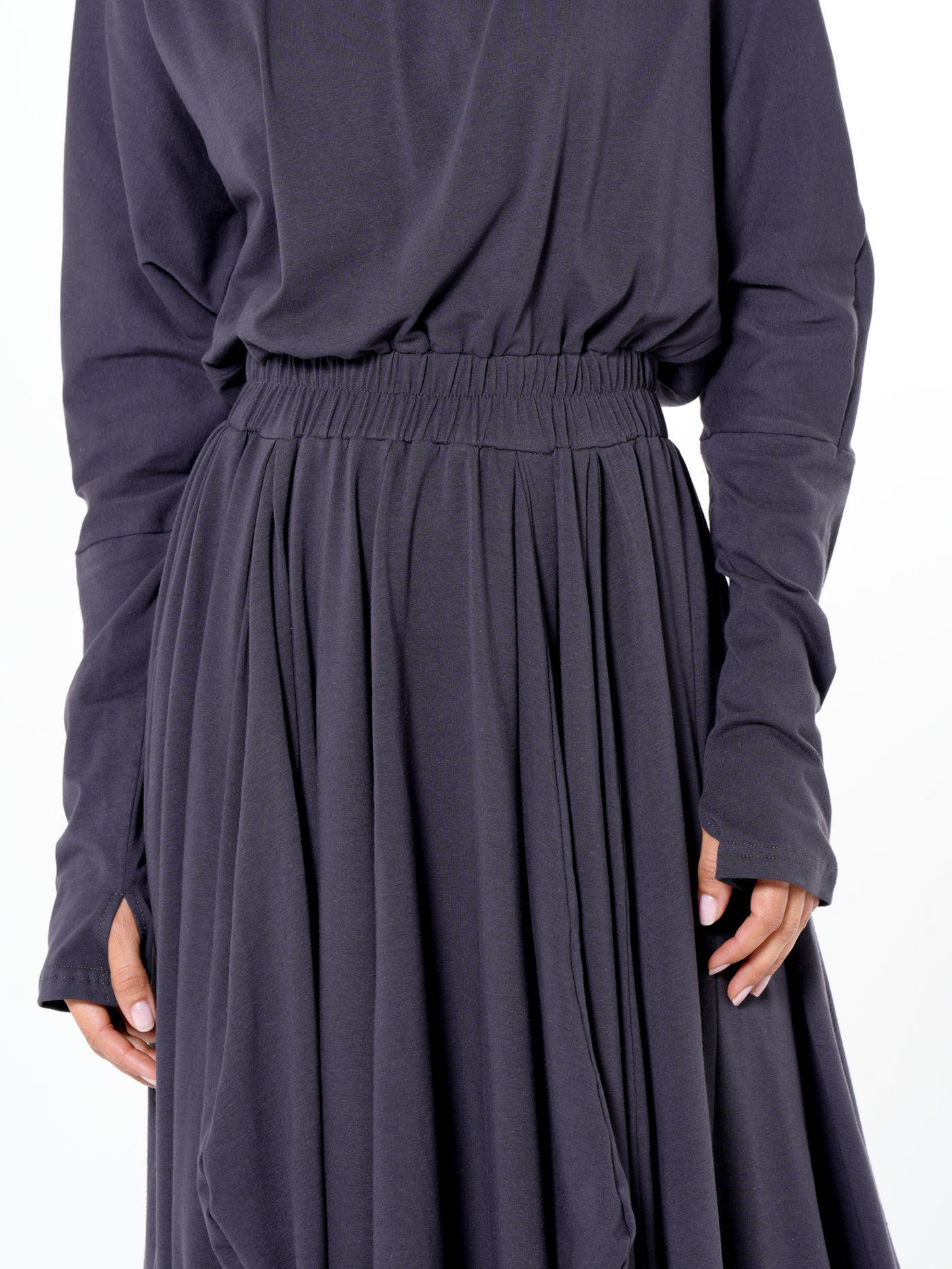 Hooded Midi Dress In Gray