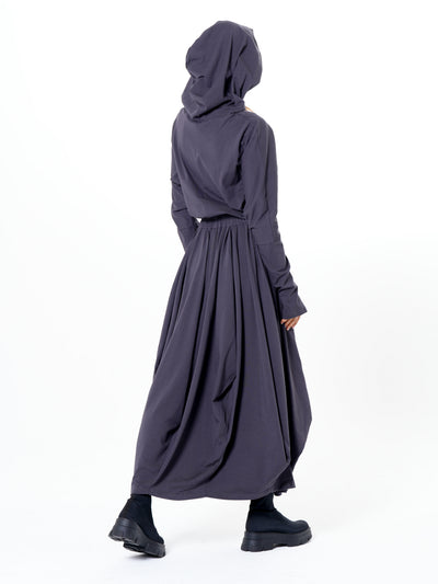 Hooded Midi Dress In Gray
