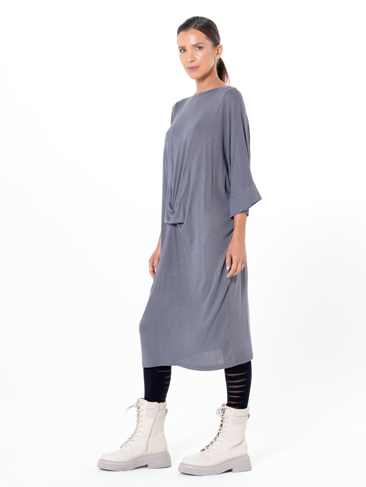 Oversize Midi Dress In Gray