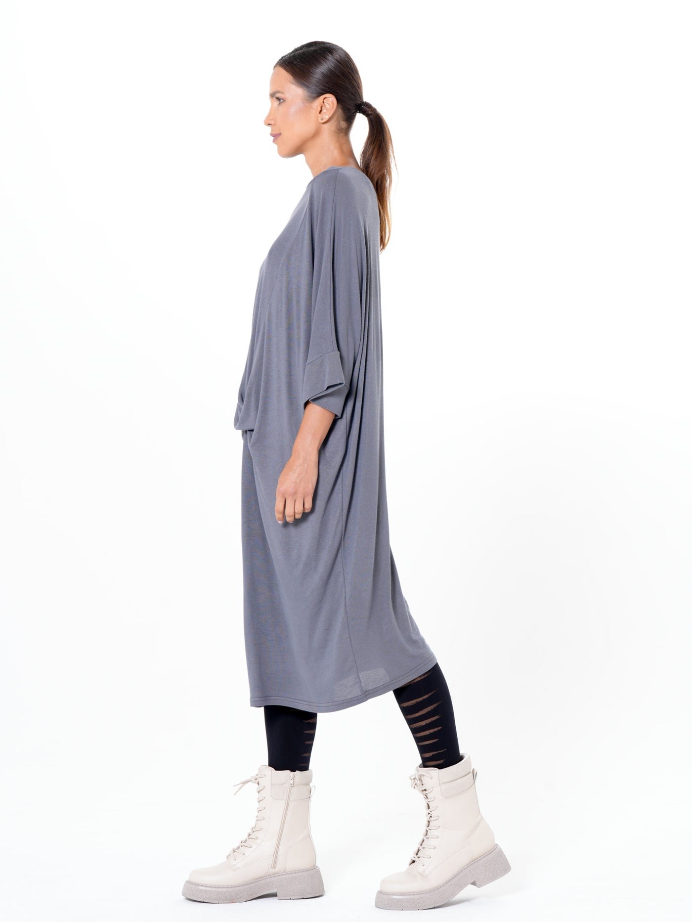 Oversize Midi Dress In Gray