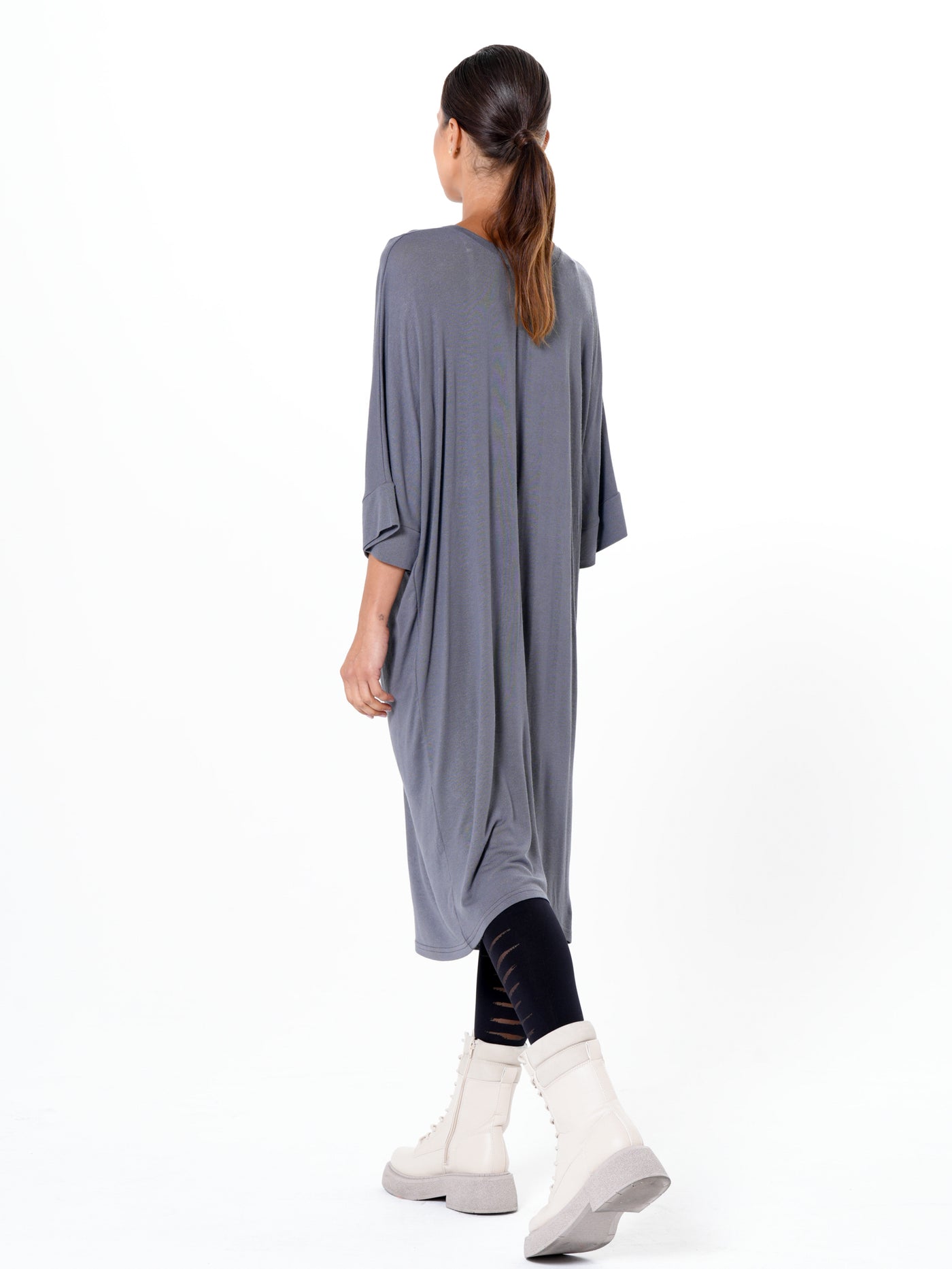 Oversize Midi Dress In Gray