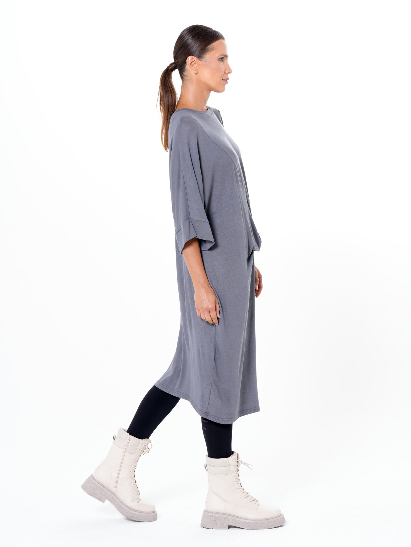 Oversize Midi Dress In Gray