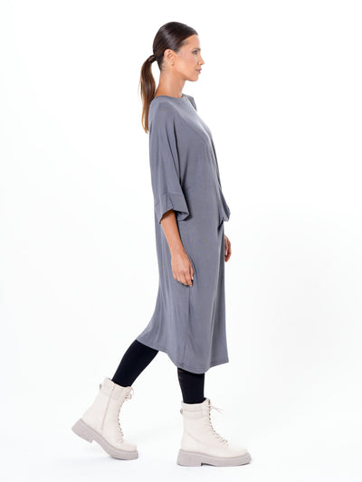 Oversize Midi Dress In Gray