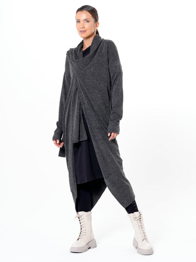 Fine Knit Asymmetric Cardigan