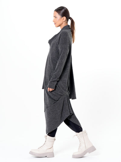 Fine Knit Asymmetric Cardigan