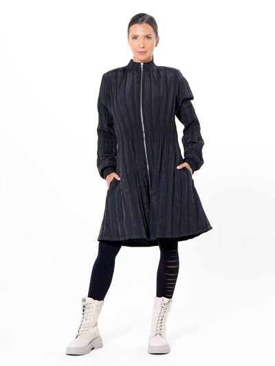 Flare Quilted Jacket In Dark Blue