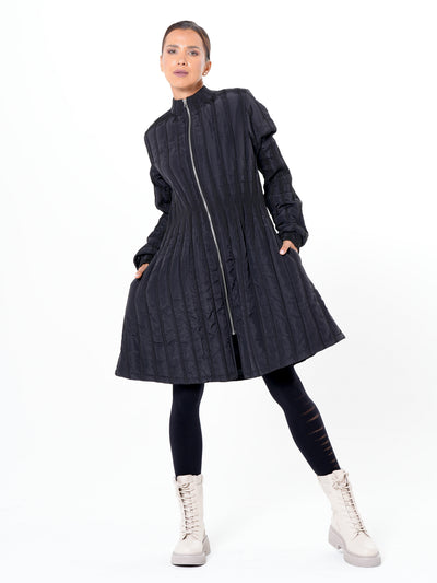 Flare Quilted Jacket In Dark Blue