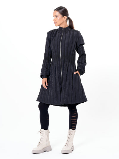 Flare Quilted Jacket In Dark Blue