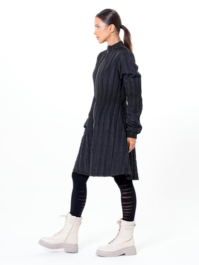 Flare Quilted Jacket In Dark Blue