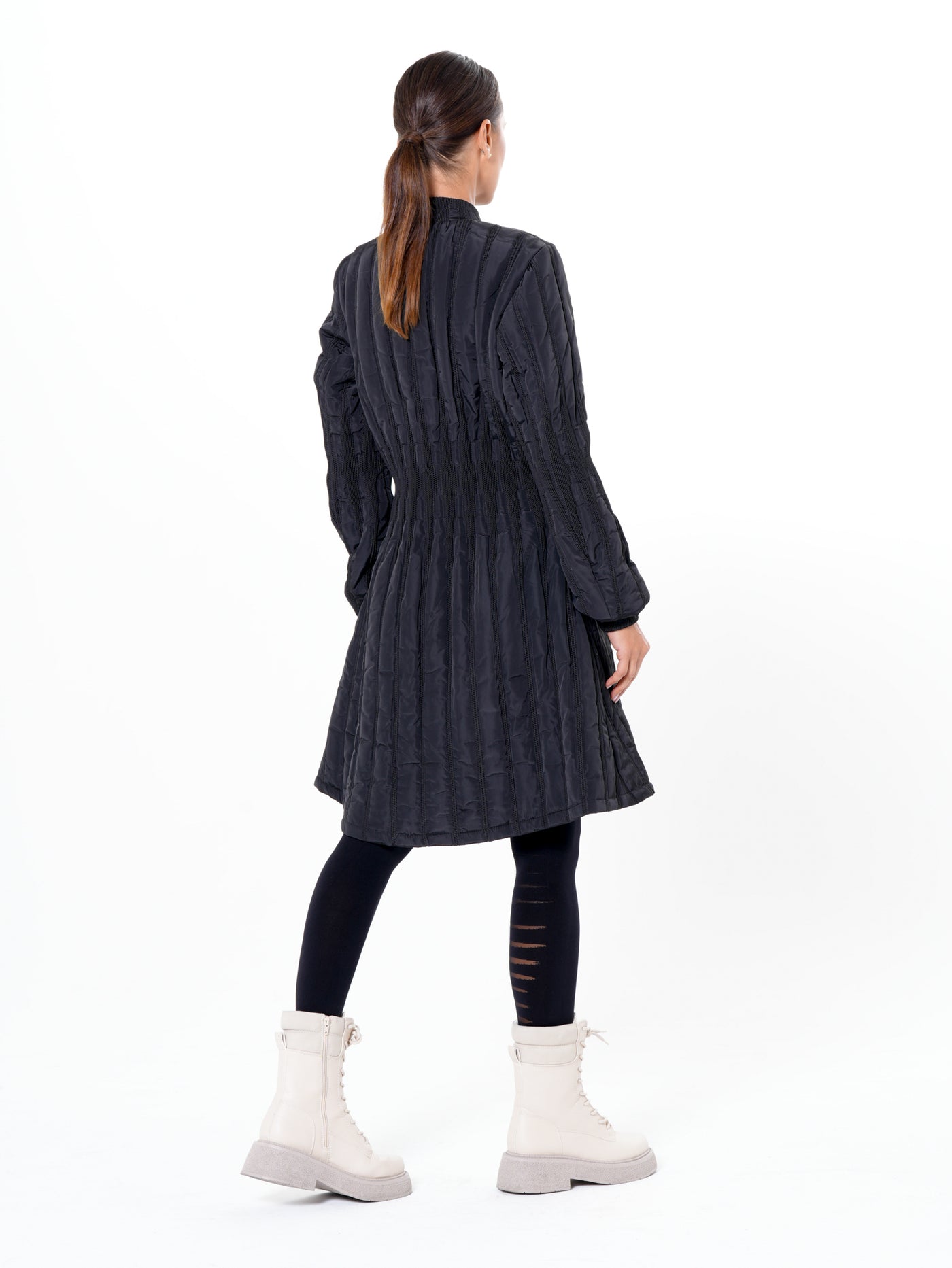 Flare Quilted Jacket In Dark Blue