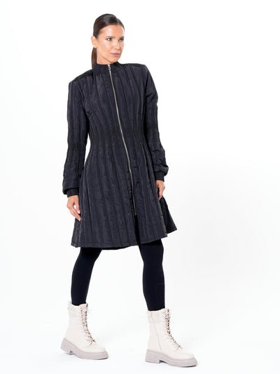 Flare Quilted Jacket In Dark Blue