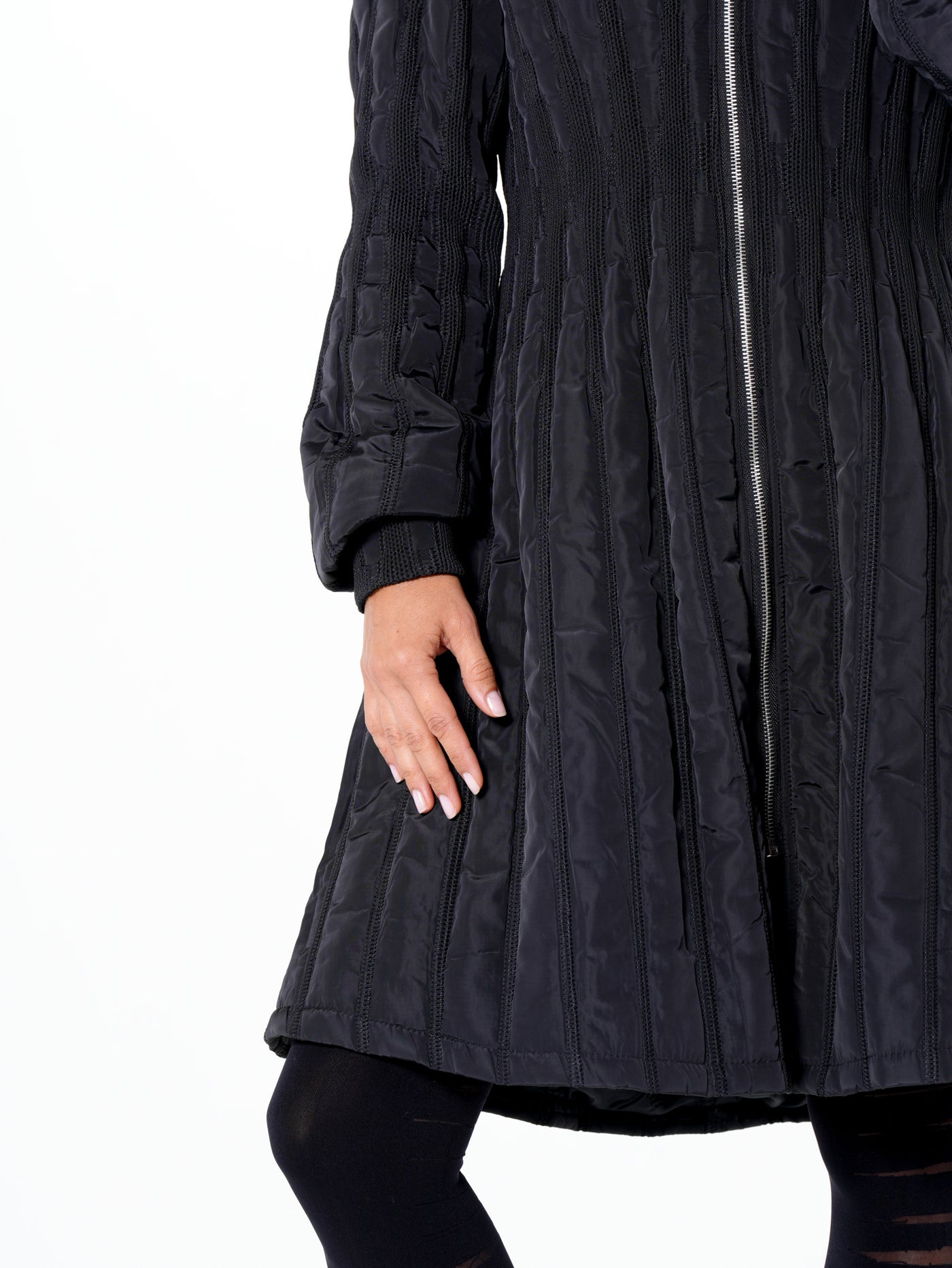 Flare Quilted Jacket In Dark Blue