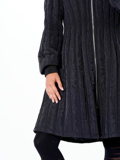 Flare Quilted Jacket In Dark Blue