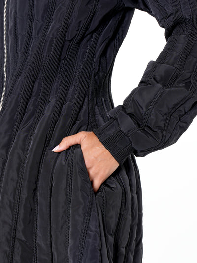 Flare Quilted Jacket In Dark Blue