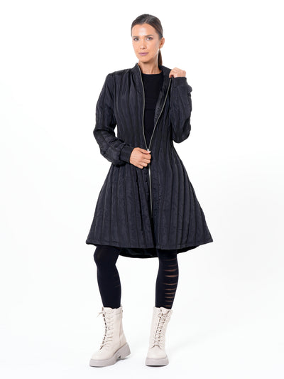 Flare Quilted Jacket In Dark Blue