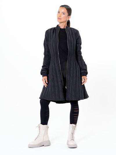 Flare Quilted Jacket In Dark Blue