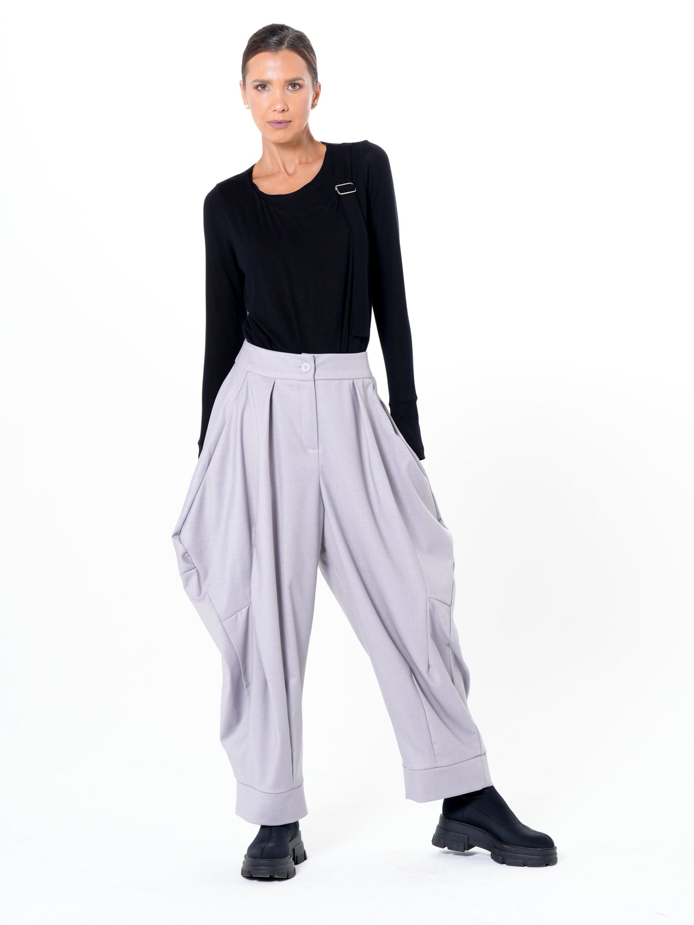 Relaxed Pants with Draped Silhouette