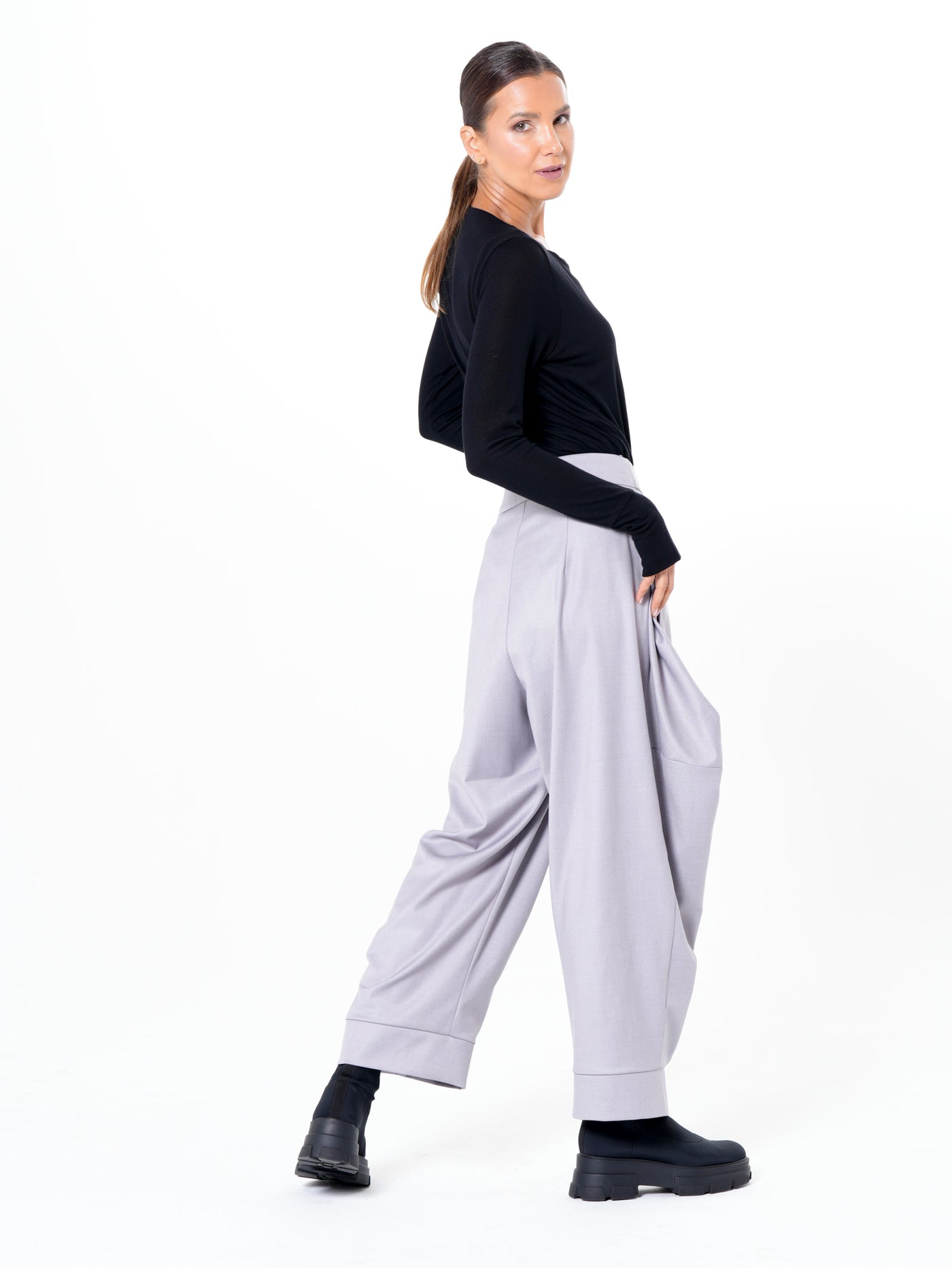 Relaxed Pants with Draped Silhouette